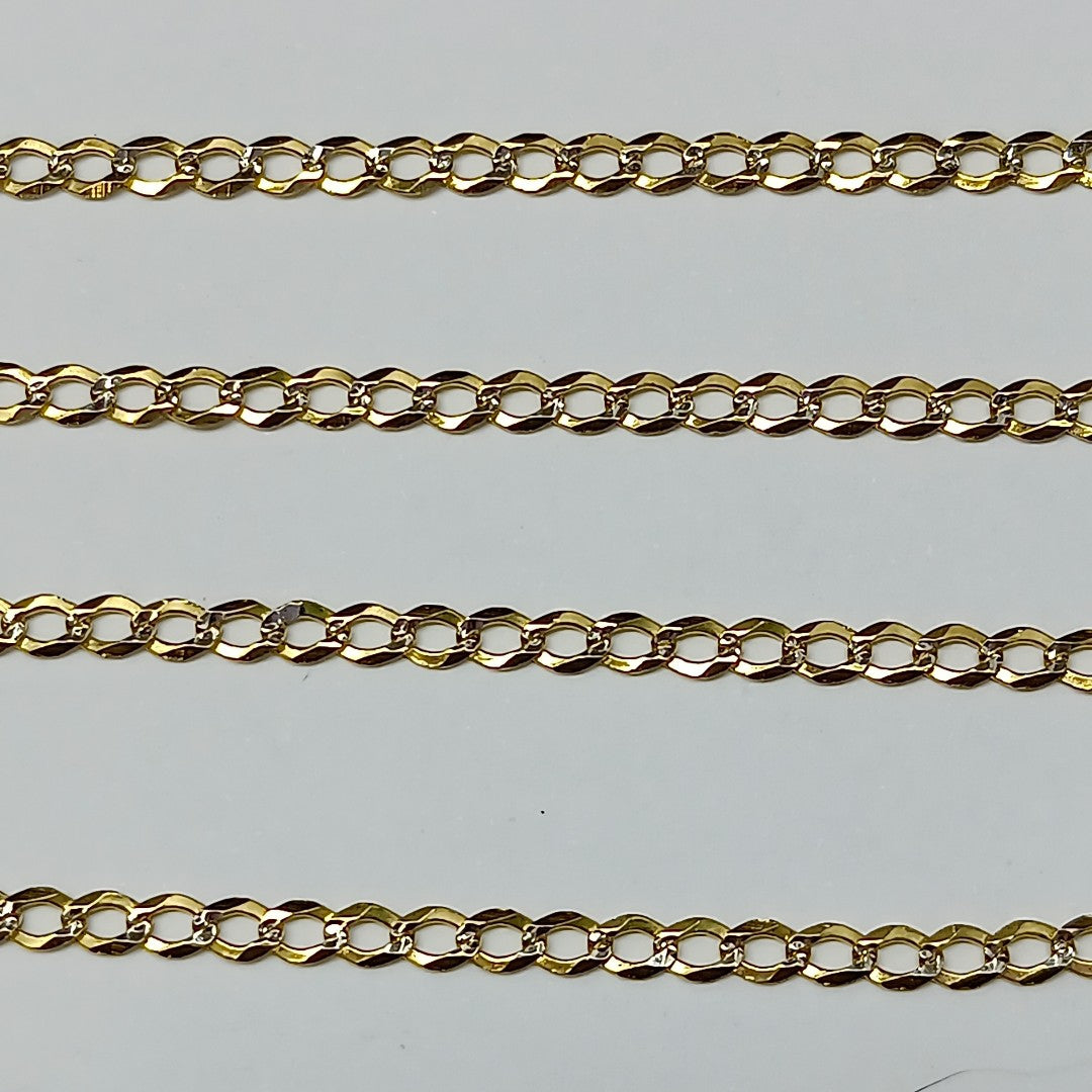 CADENA TEJIDO BARBADA DIAMANTADA 14K 55CM 4.9GR CPAR060 (NUEVO)