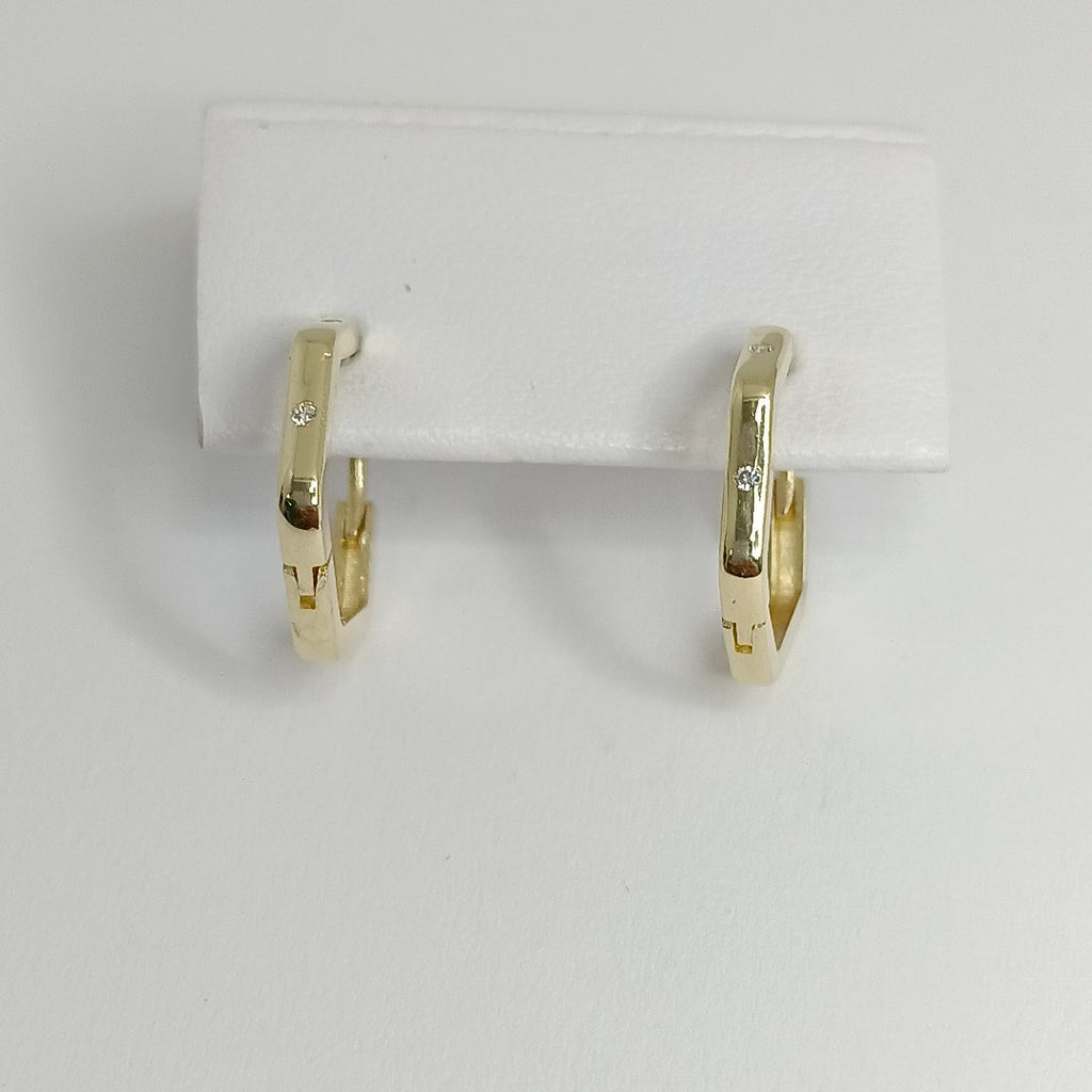 ARETES HUGGIES CON CIRCONIAS 14K 1.6 GR HR 01 (NUEVO)