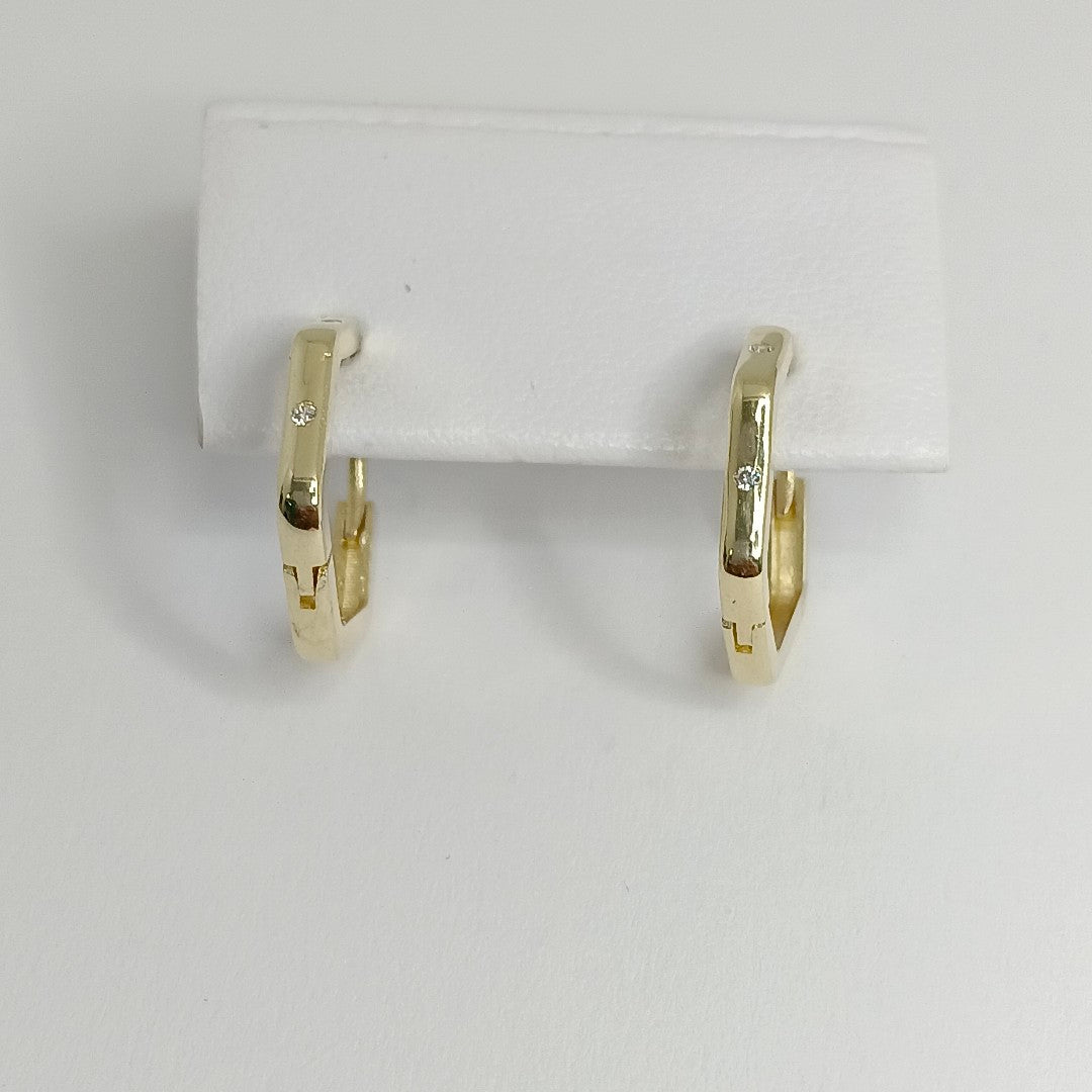 ARETES HUGGIES CON CIRCONIAS 14K 1.6 GR HR 01 (NUEVO)