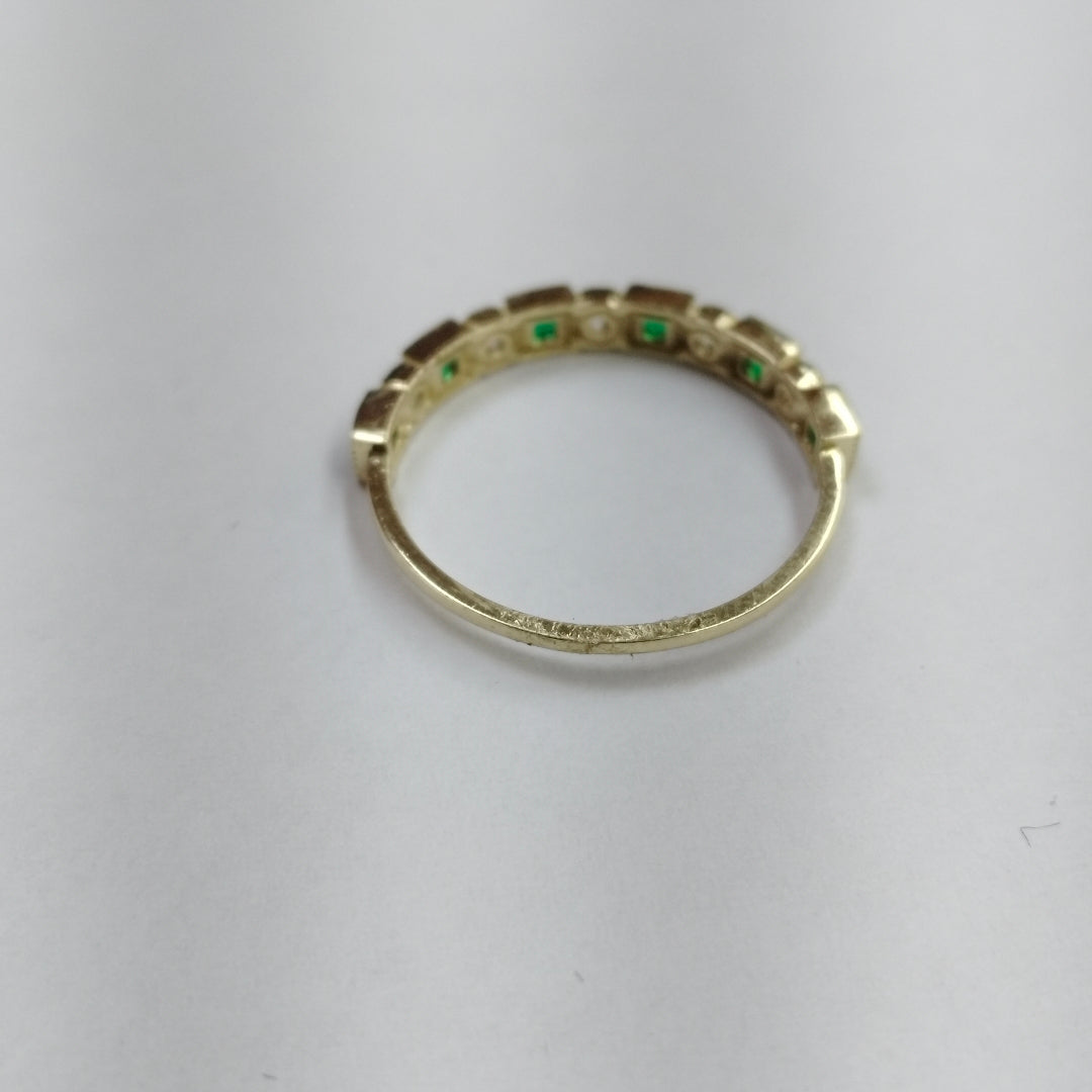 ANILLITO CON CIRCONIAS Y PIEDRAS COLOR VERDE 14K 8 TALLA 1.5 GR ADR 116 (NUEVO)