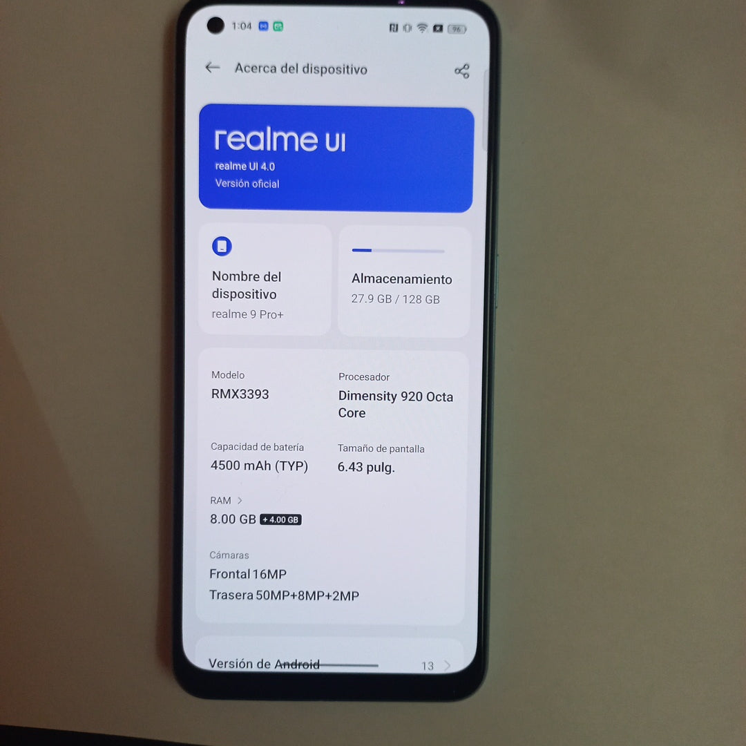 CELULAR REALME 9 PRO+ RMX3393 128 GB 8 GB RAM (SEMINUEVO)