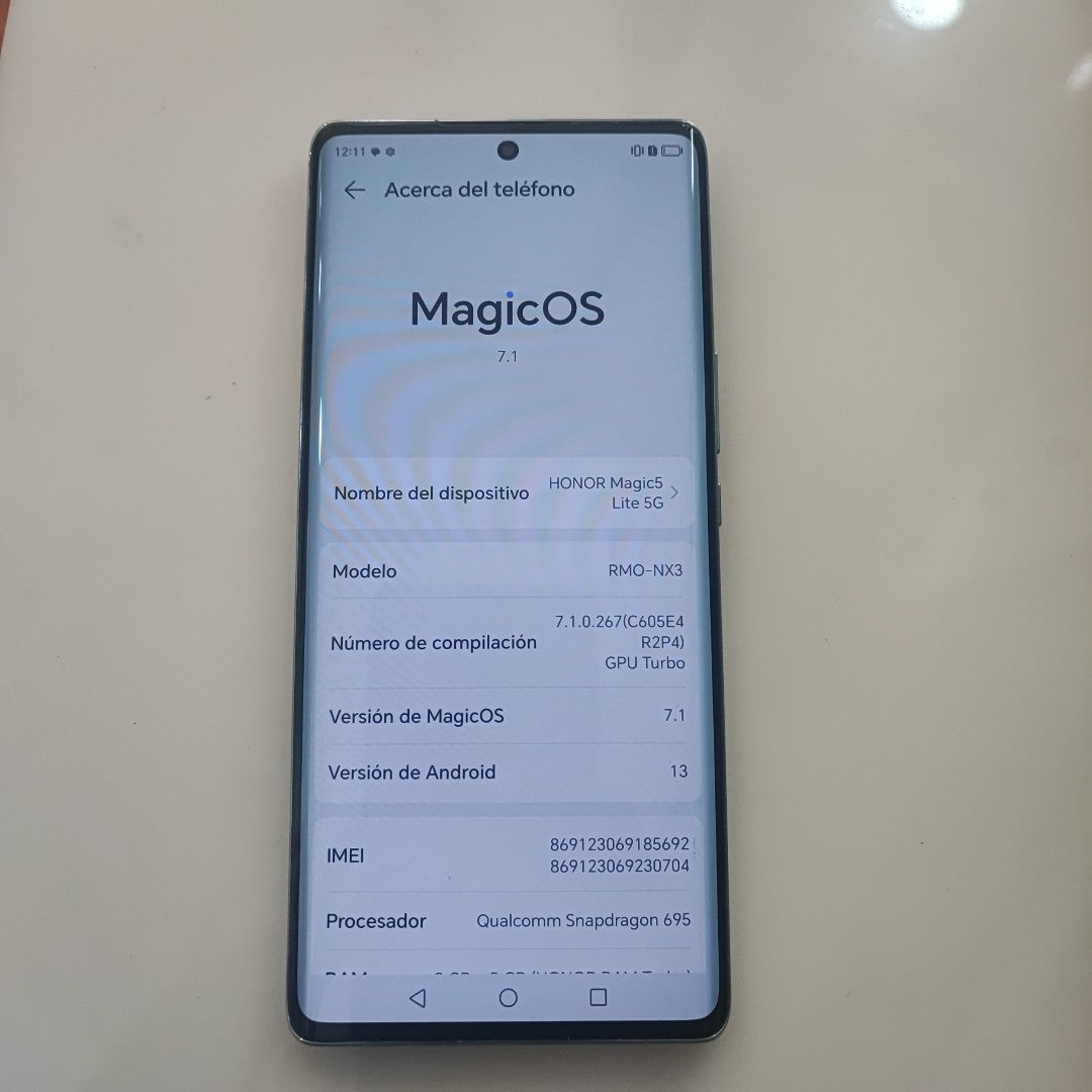 CELULAR HONOR MAGIC 5 LITE RMO-NX3 256 GB 8 GB RAM (SEMINUEVO)