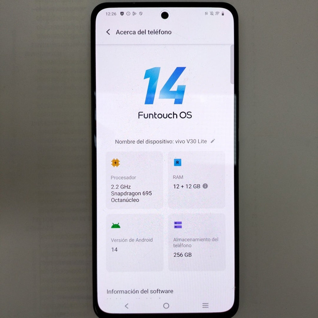 CELULAR VIVO V30 LITE V2314 (2023) 256 GB 12 GB RAM (SEMINUEVO)