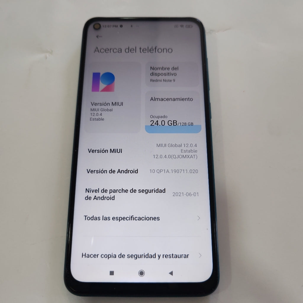 CELULAR XIAOMI REDMI NOTE 9 M2003J15SS 128 GB 4 GB RAM (SEMINUEVO)