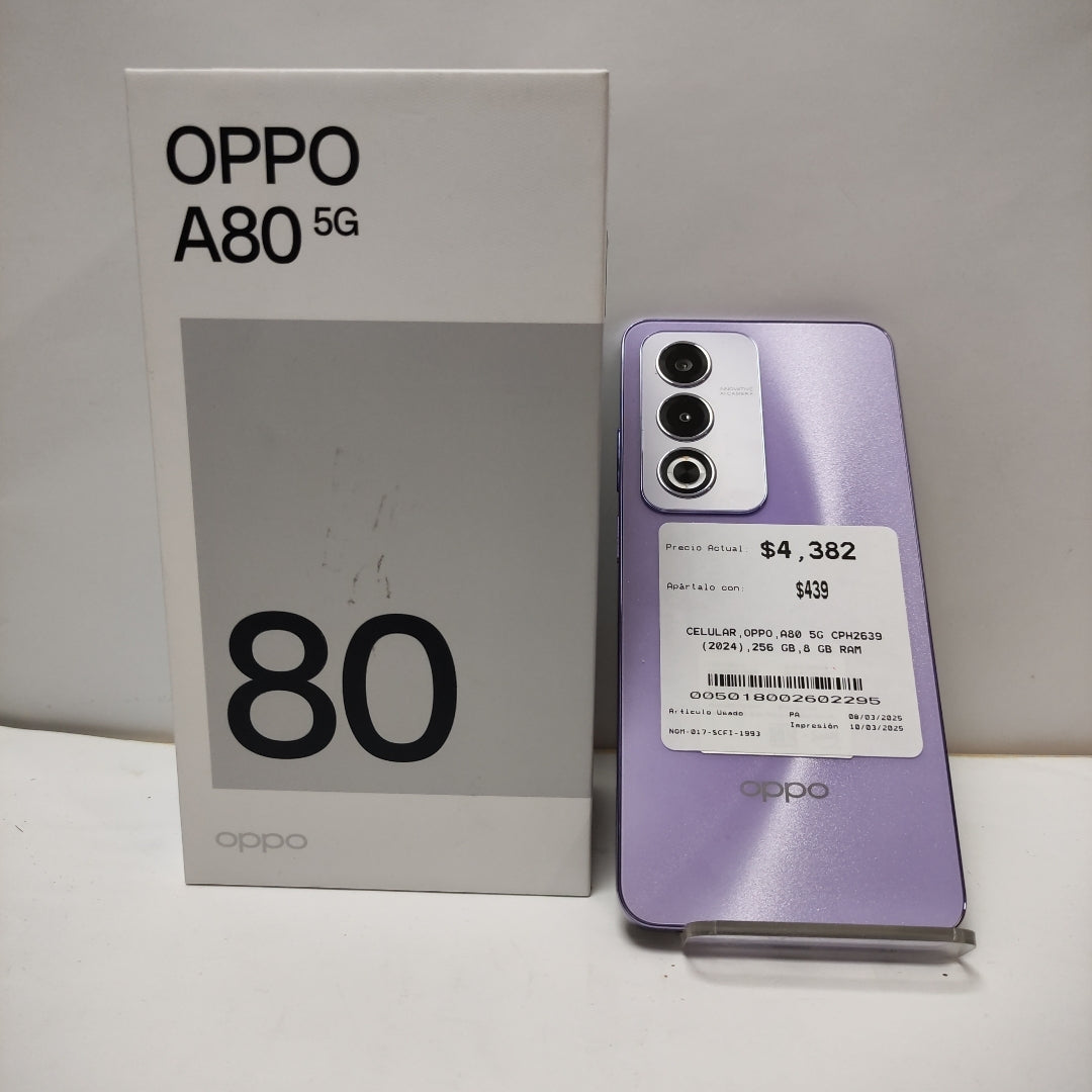 CELULAR OPPO  A80 5G CPH2639 (2024) 256 GB 8 GB RAM (SEMINUEVO)