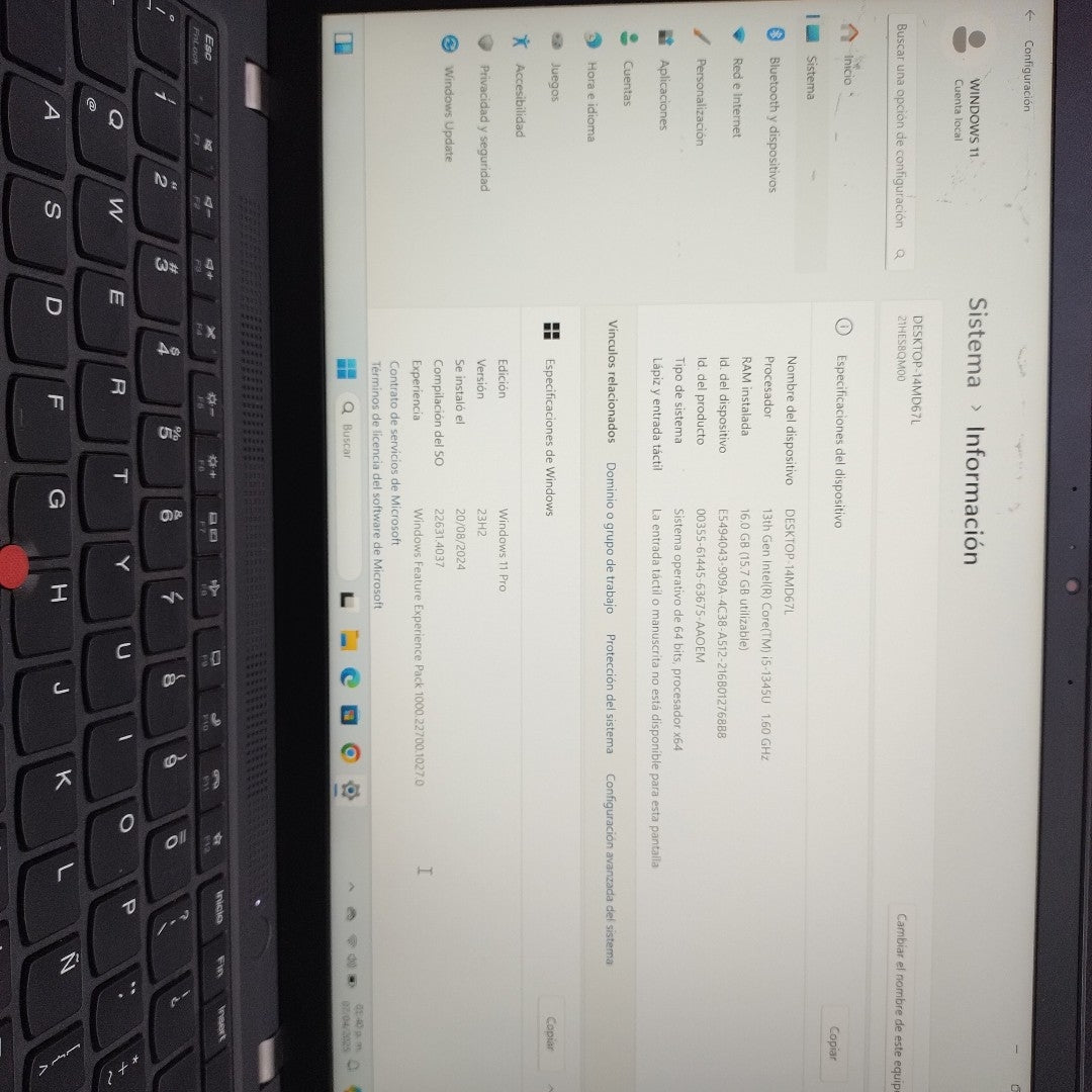 LAPTOP LENOVO THINKPAD T14 GEN 4 (2024) 512 GB SSD 16 GB RAM (SEMINUEVO)