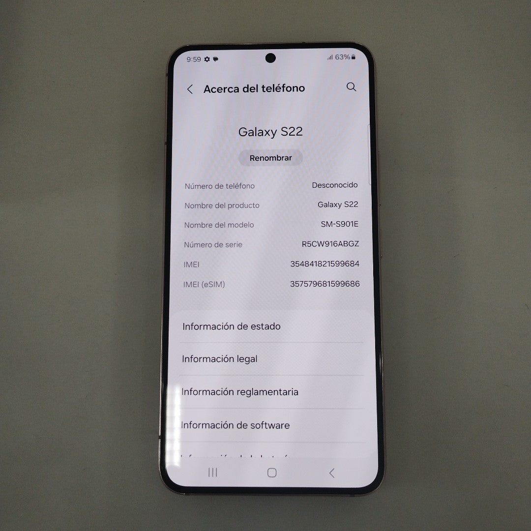 CELULAR SAMSUNG GALAXY S22 SM-S901E 128 GB 8 GB RAM (SEMINUEVO)