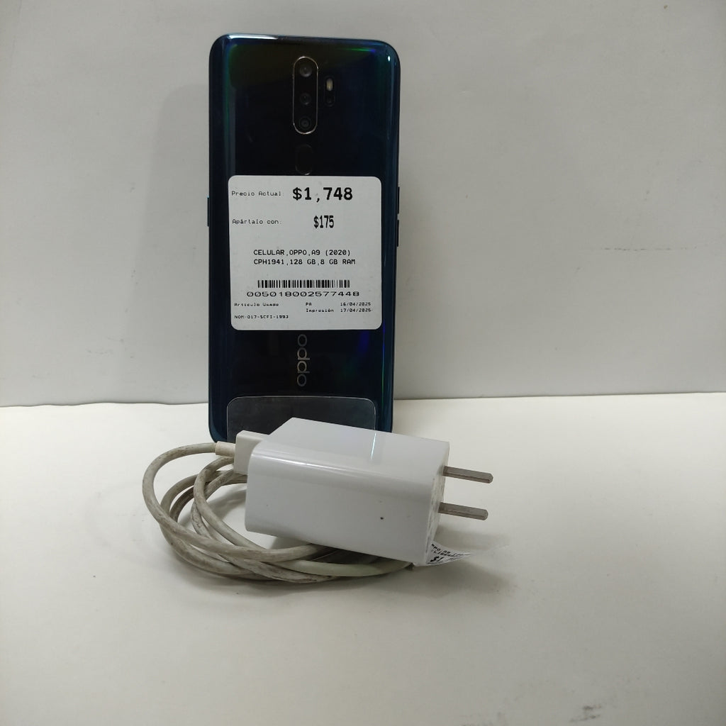 CELULAR OPPO  A9 (2020) CPH1941 128 GB 8 GB RAM (SEMINUEVO)