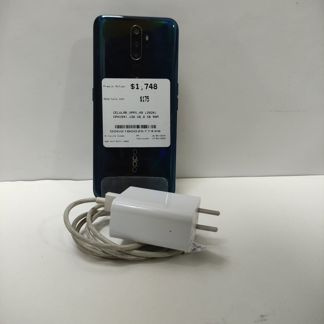 CELULAR OPPO  A9 (2020) CPH1941 128 GB 8 GB RAM (SEMINUEVO)