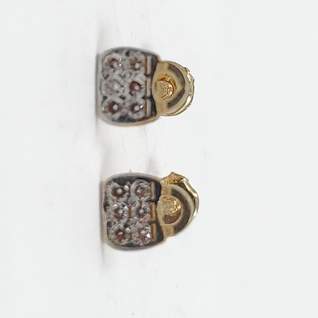 Broqueles para Dama Oro amarillo 14 K "Candado" con Circonias (nuevo)