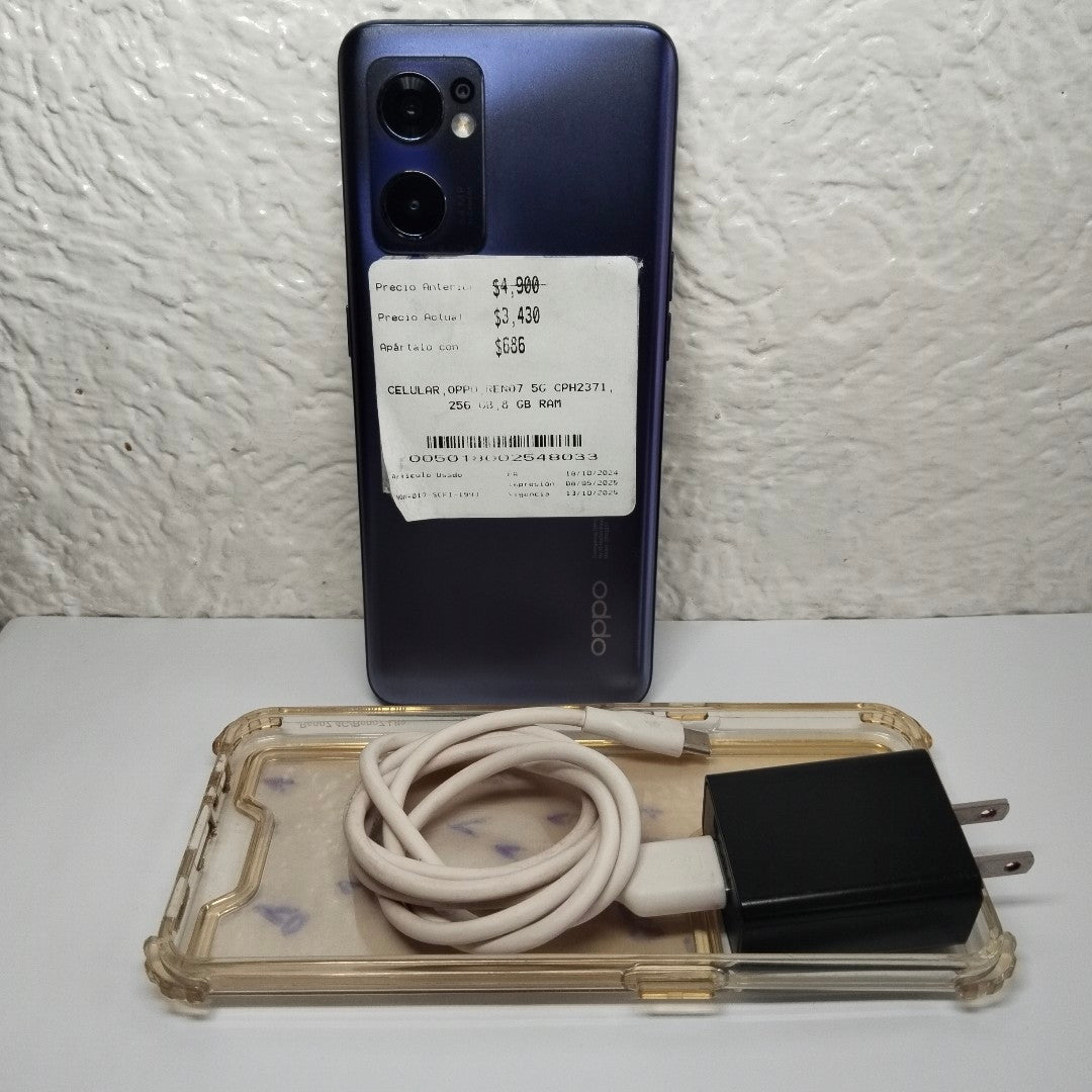 CELULAR OPPO  RENO7 5G CPH2371 256 GB 8 GB RAM (SEMINUEVO)