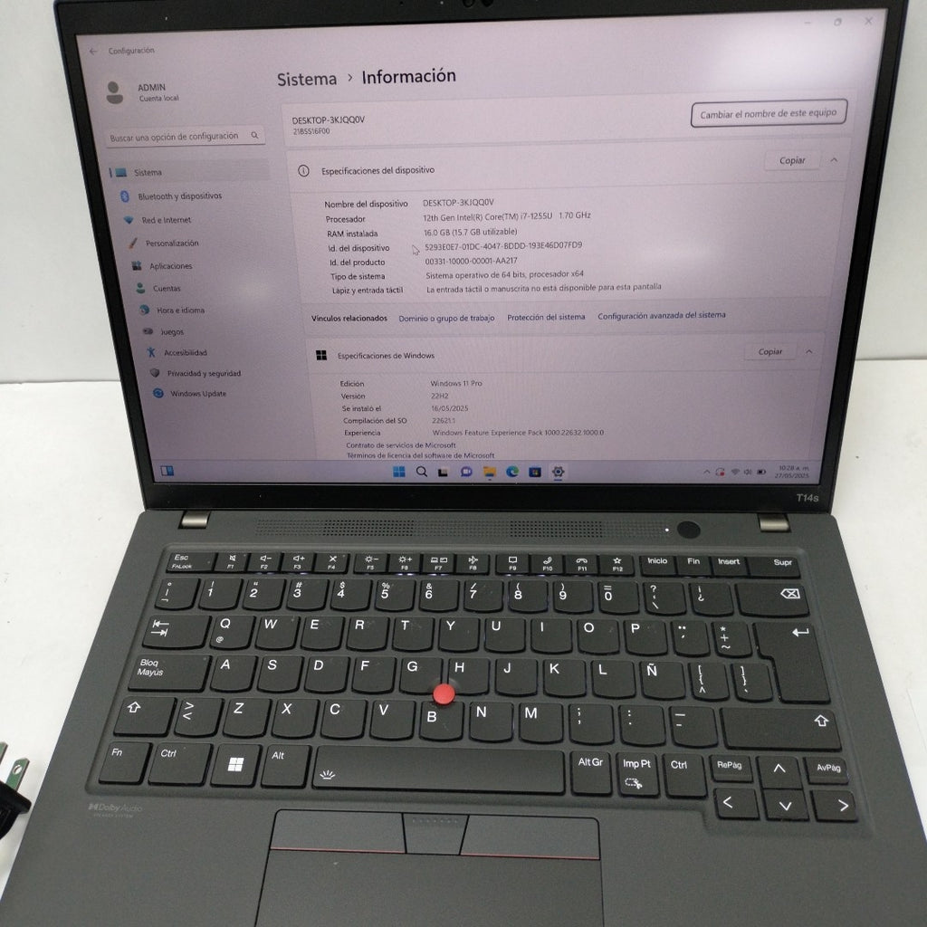 LAPTOP LENOVO THINKPAD T14S GEN 3 (2022) 512 GB SSD 16 GB RAM (SEMINUEVO)