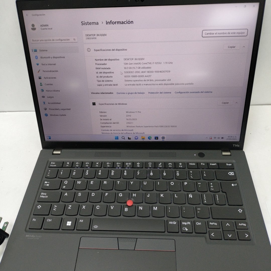 LAPTOP LENOVO THINKPAD T14S GEN 3 (2022) 512 GB SSD 16 GB RAM (SEMINUEVO)