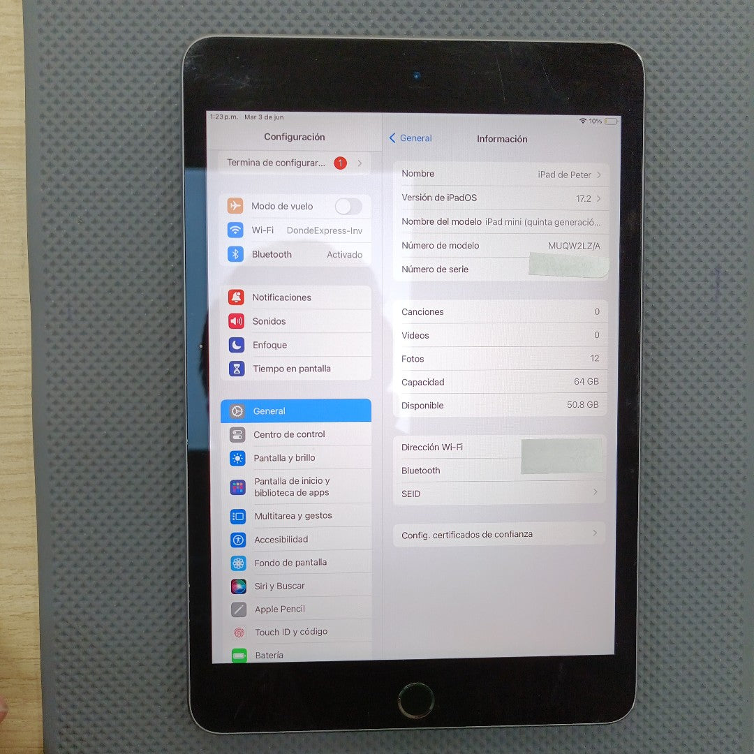 TABLETA APPLE IPAD MINI 5 A2133 64 GB 3 GB RAM (SEMINUEVO)
