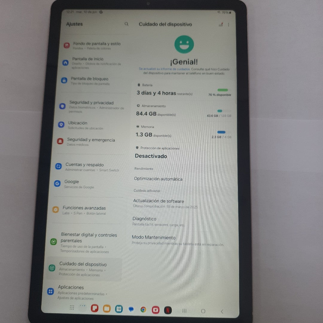 TABLETA SAMSUNG GALAXY TAB S6 LITE SM-P620 (2024) 128 GB 4 GB RAM (SEMINUEVO)