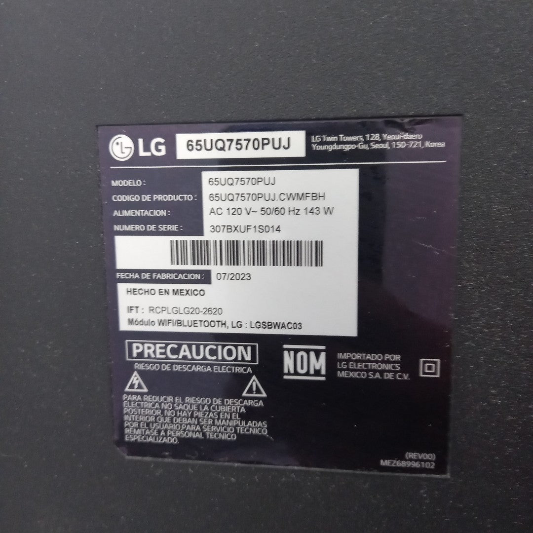 PANTALLA LG 65UQ7570PUJ (2023) 65" LED 4K (SEMINUEVO)