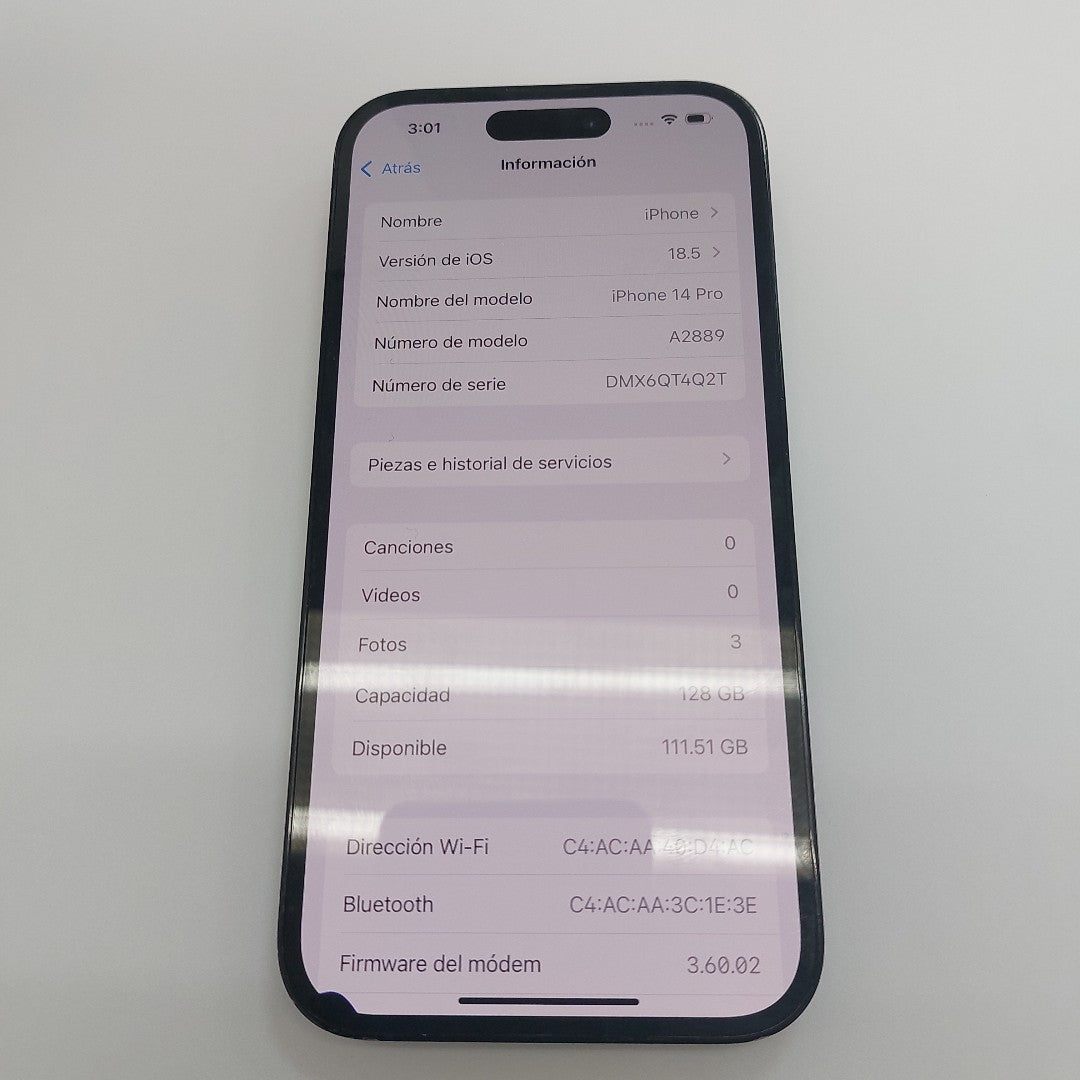CELULAR APPLE IPHONE 14 PRO A2889 128 GB 6 GB RAM (SEMINUEVO)