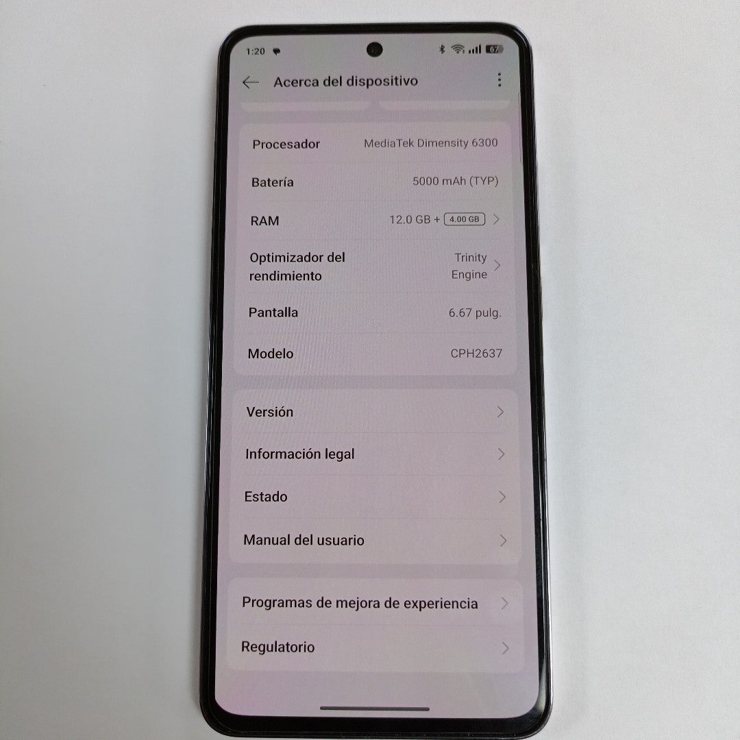 CELULAR OPPO  RENO 12F 5G CPH2637 256 GB 12 GB RAM (SEMINUEVO)