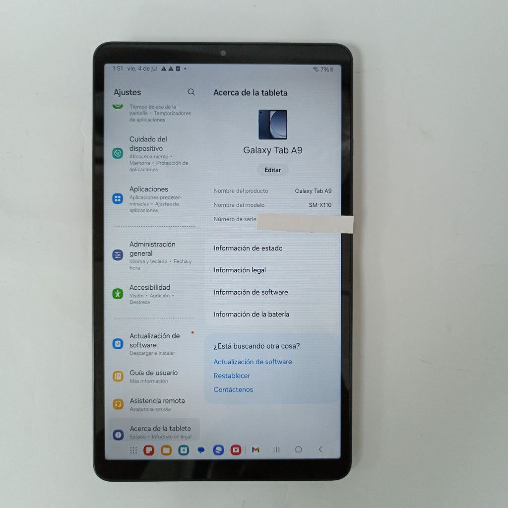 TABLETA SAMSUNG GALAXY TAB A9 SM-X110 (2023) 64 GB 4 GB RAM (SEMINUEVO)