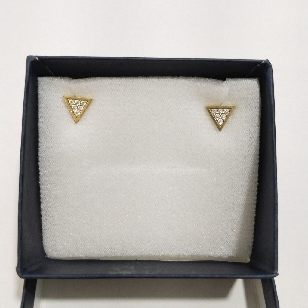 10023BRO00000B1919 FRD12 BROQUEL DE TRIANGULO CON CIRCONIAS EN MEDIO ORO 14K 1.2GRS (NUEVO)