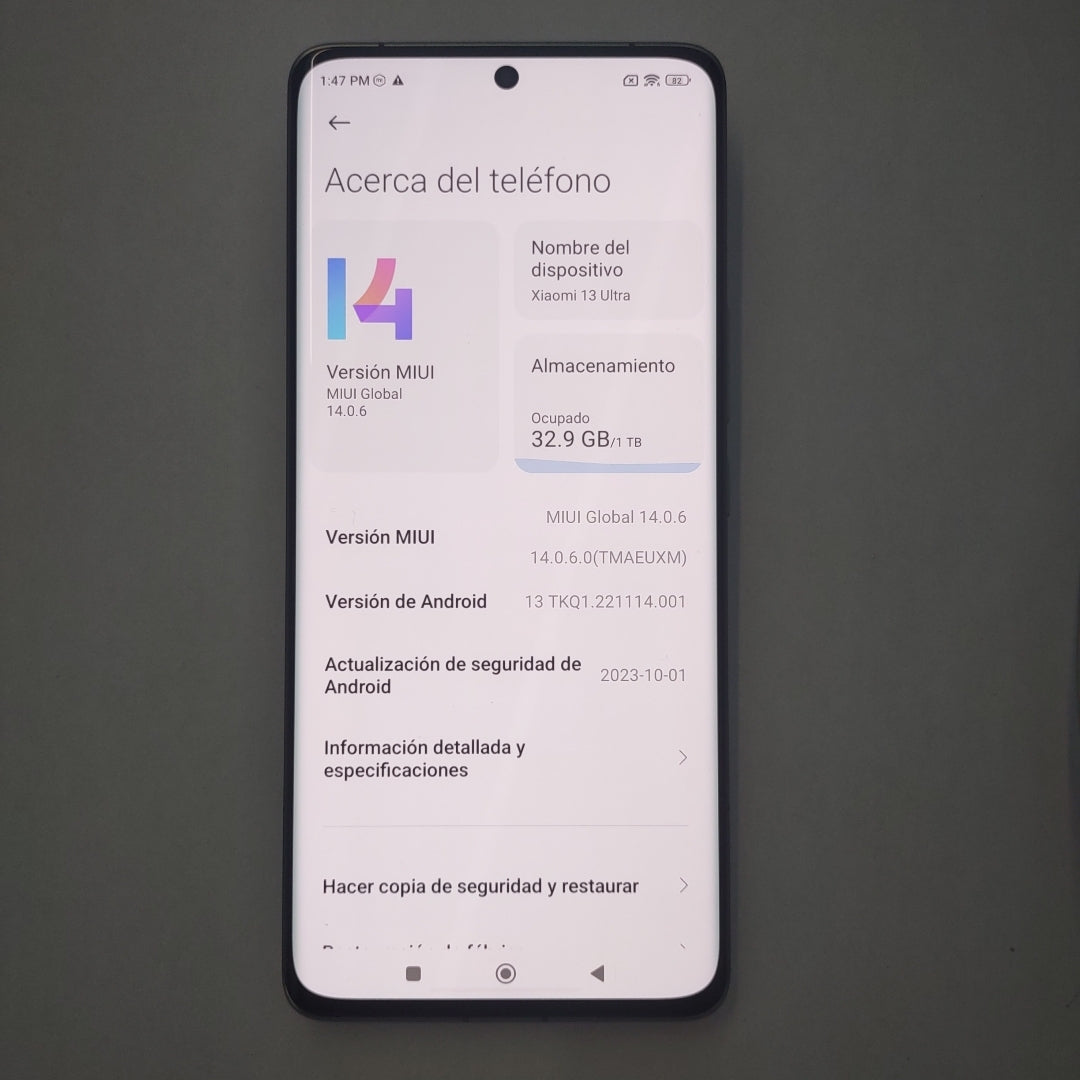 CELULAR XIAOMI 13 ULTRA 2304FPN6DG (2023) 1 TB 16 GB RAM (SEMINUEVO)