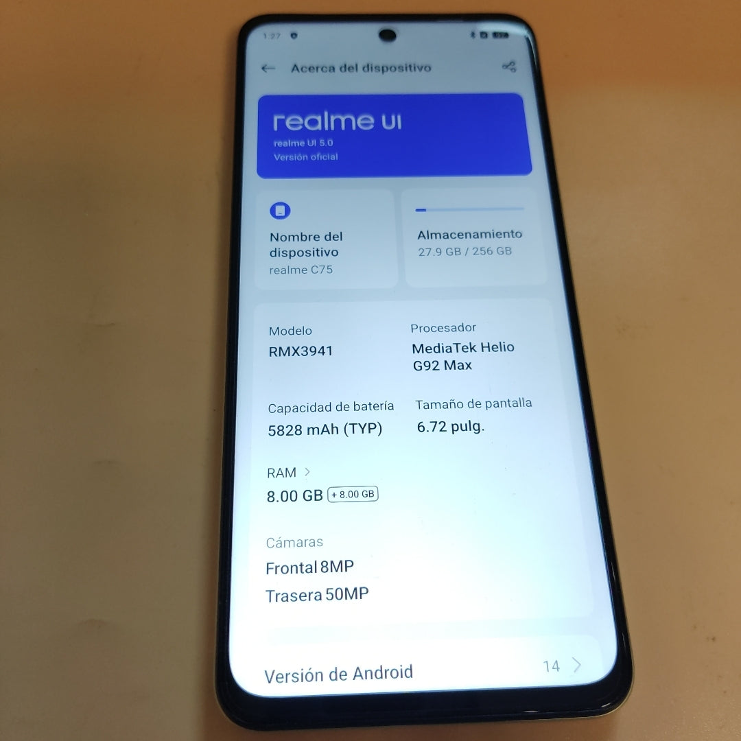 CELULAR REALME C75 RMX3941 (2025) 256 GB 8 GB RAM (SEMINUEVO)