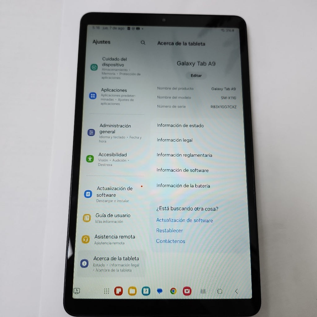 TABLETA SAMSUNG GALAXY TAB A9 SM-X110 (2023) 64 GB 4 GB RAM (SEMINUEVO)