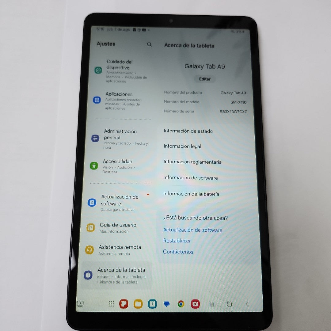 TABLETA SAMSUNG GALAXY TAB A9 SM-X110 (2023) 64 GB 4 GB RAM (SEMINUEVO)