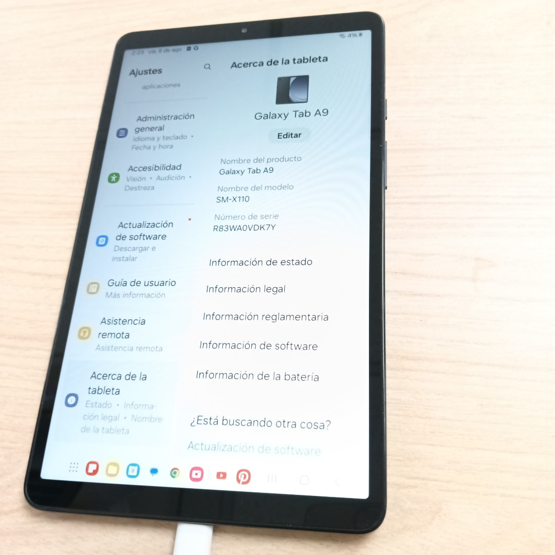TABLETA SAMSUNG GALAXY TAB A9 SM-X110 (2023) 64 GB 4 GB RAM (SEMINUEVO)