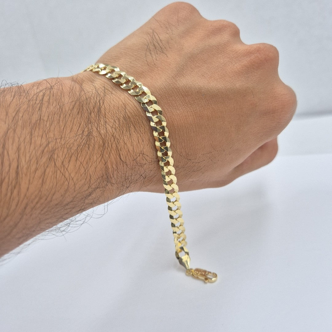 PULSERAS CABALLERO BARBADA AMARILLA ORO 14K 10.8 (NUEVO)