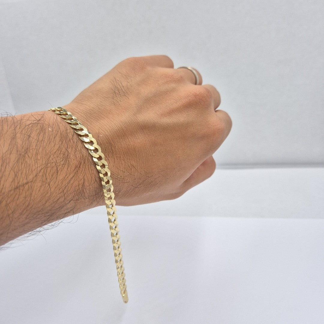 PULSERAS CABALLERO BARBADA AMARILLA ORO 14K 10.9 (NUEVO)