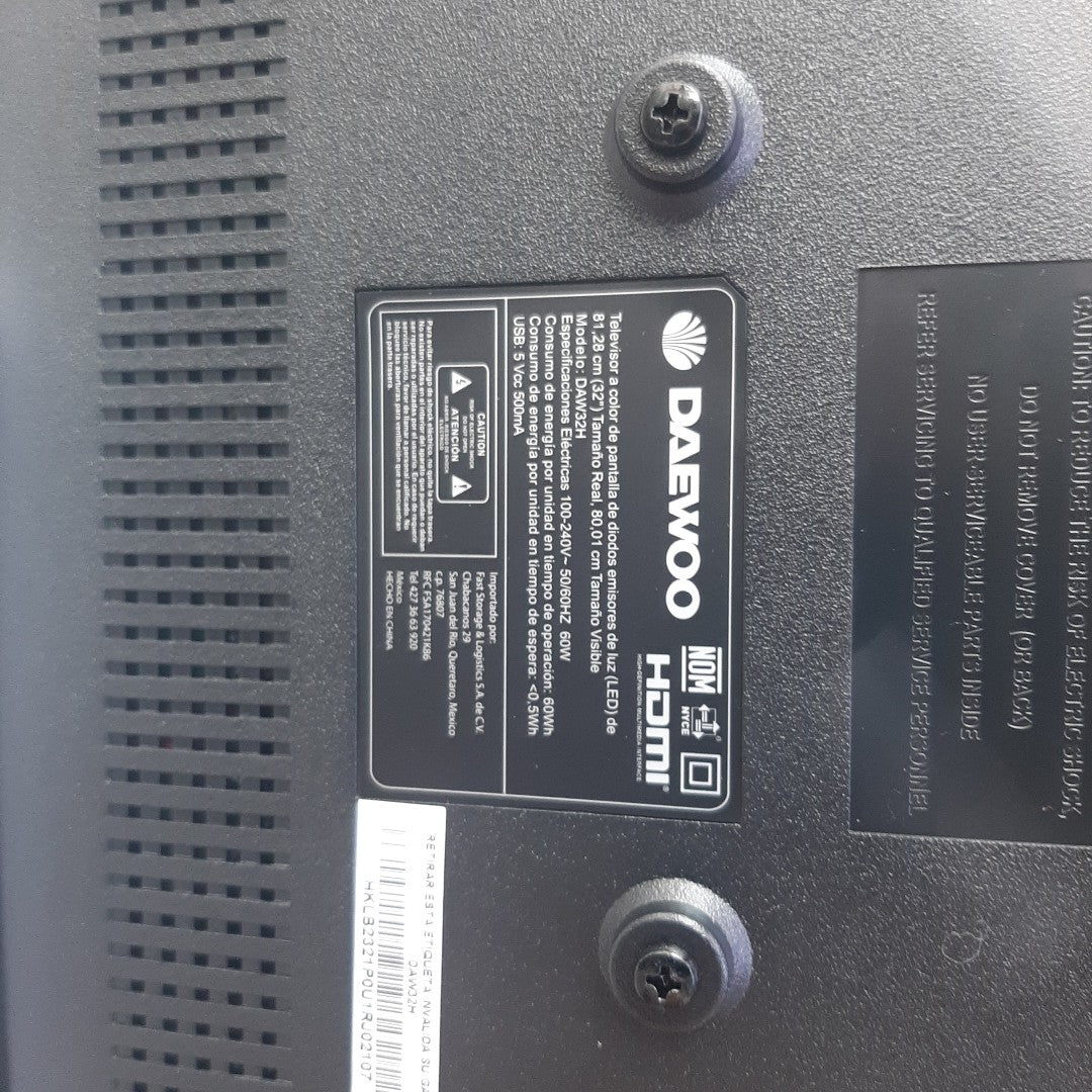 PANTALLA DAEWOO DAW32H 32" LED HD (SEMINUEVO)