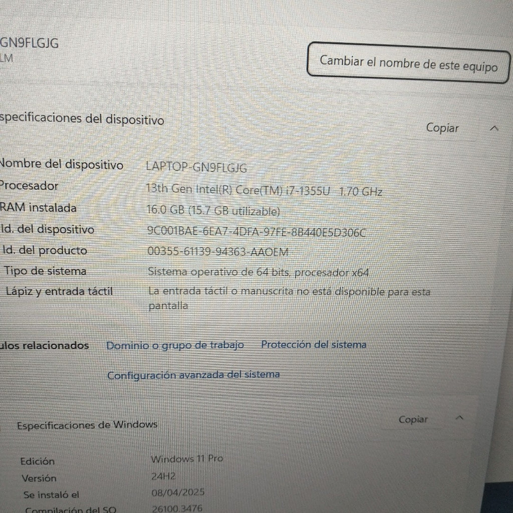 LAPTOP LENOVO THINKPAD L15 GEN 4 (2023) 512 GB SSD 16 GB RAM (SEMINUEVO)