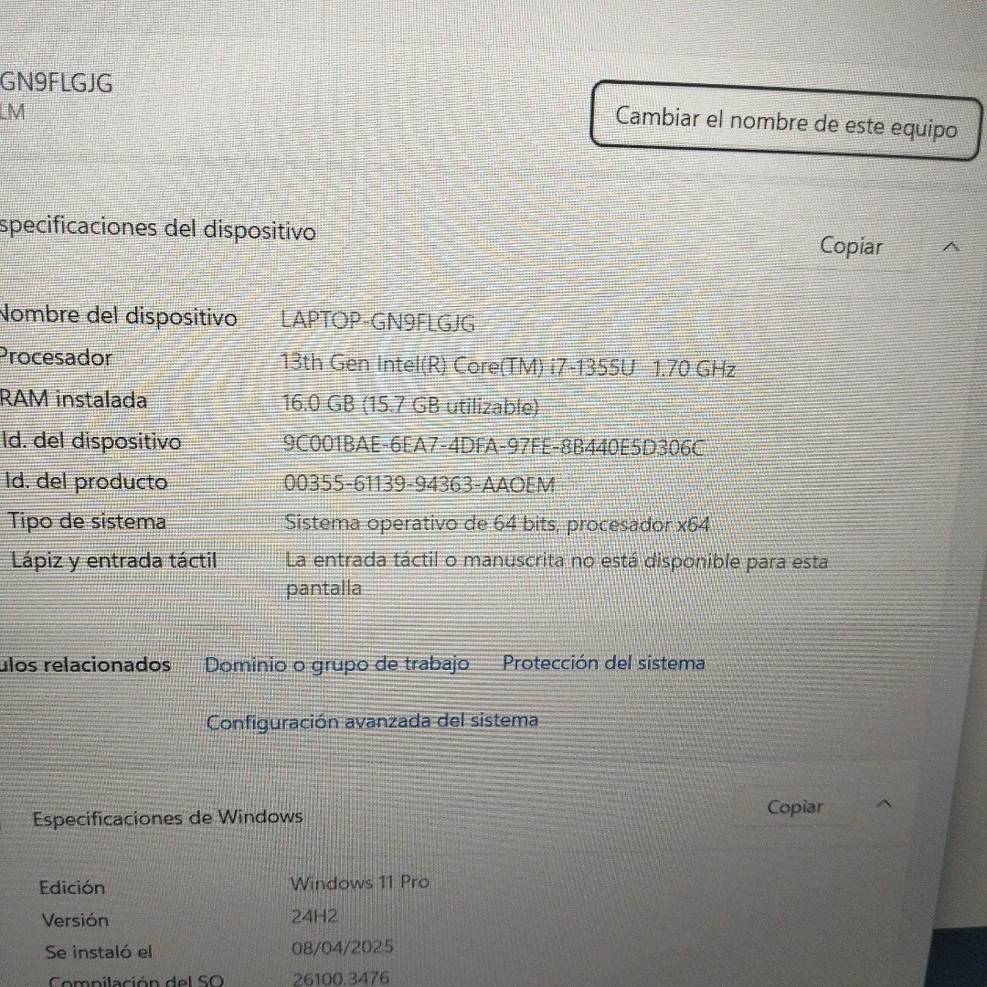 LAPTOP LENOVO THINKPAD L15 GEN 4 (2023) 512 GB SSD 16 GB RAM (SEMINUEVO)