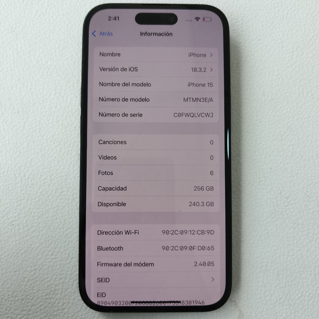 CELULAR APPLE IPHONE 15 A3089 (2023) 256 GB 6 GB RAM (SEMINUEVO)
