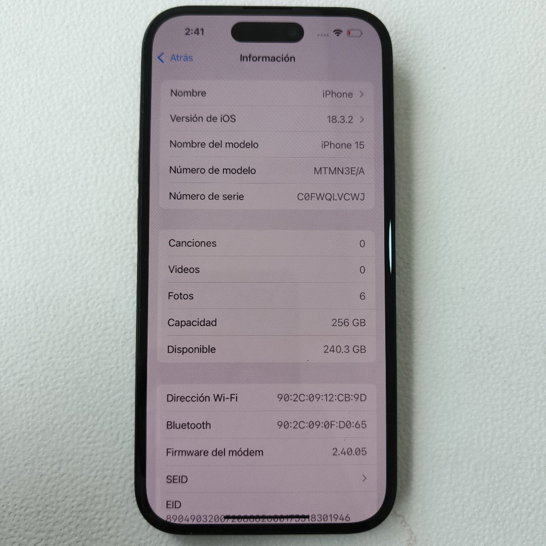CELULAR APPLE IPHONE 15 A3089 (2023) 256 GB 6 GB RAM (SEMINUEVO)