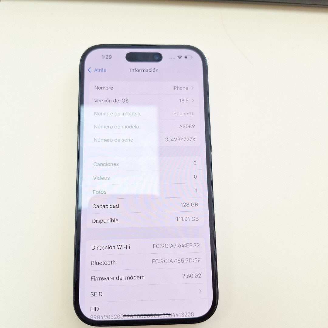 CELULAR APPLE IPHONE 15 A3089 (2023) 128 GB 6 GB RAM (SEMINUEVO)