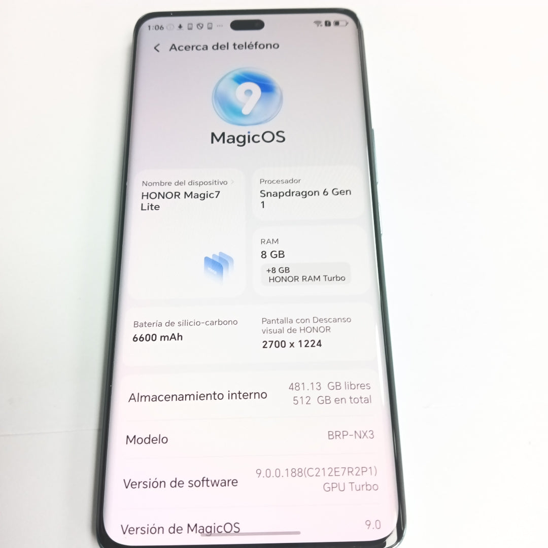 CELULAR HONOR MAGIC 7 LITE BRP-NX3 (2025) 512 GB 8 GB RAM (SEMINUEVO)