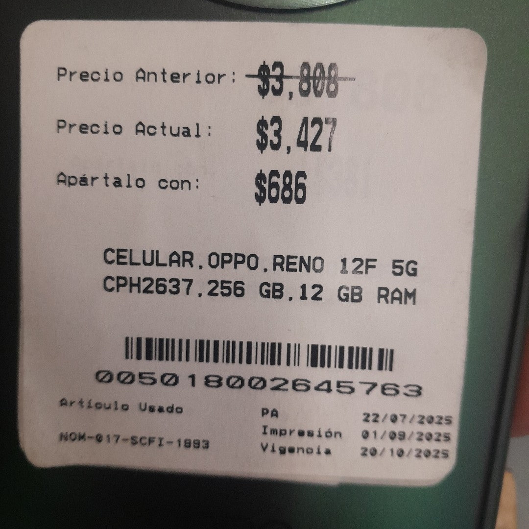 CELULAR OPPO  RENO 12F 5G CPH2637 256 GB 12 GB RAM