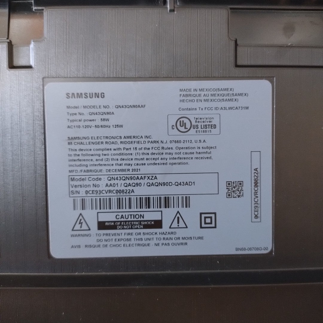 PANTALLA SAMSUNG QN43QN90AAF (2021) 43" OLED 4K (SEMINUEVO)