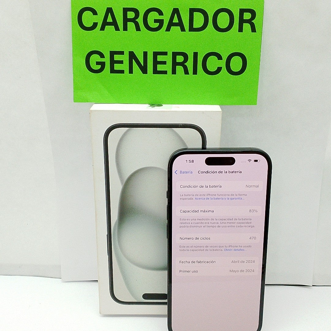 CELULAR APPLE IPHONE 15 A3089 (2023) 256 GB 6 GB RAM (SEMINUEVO)
