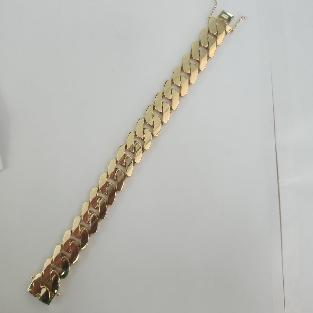 PULSERAS CABALLERO BARBADA AMARILLA ORO 14K 32.5 (NUEVO)