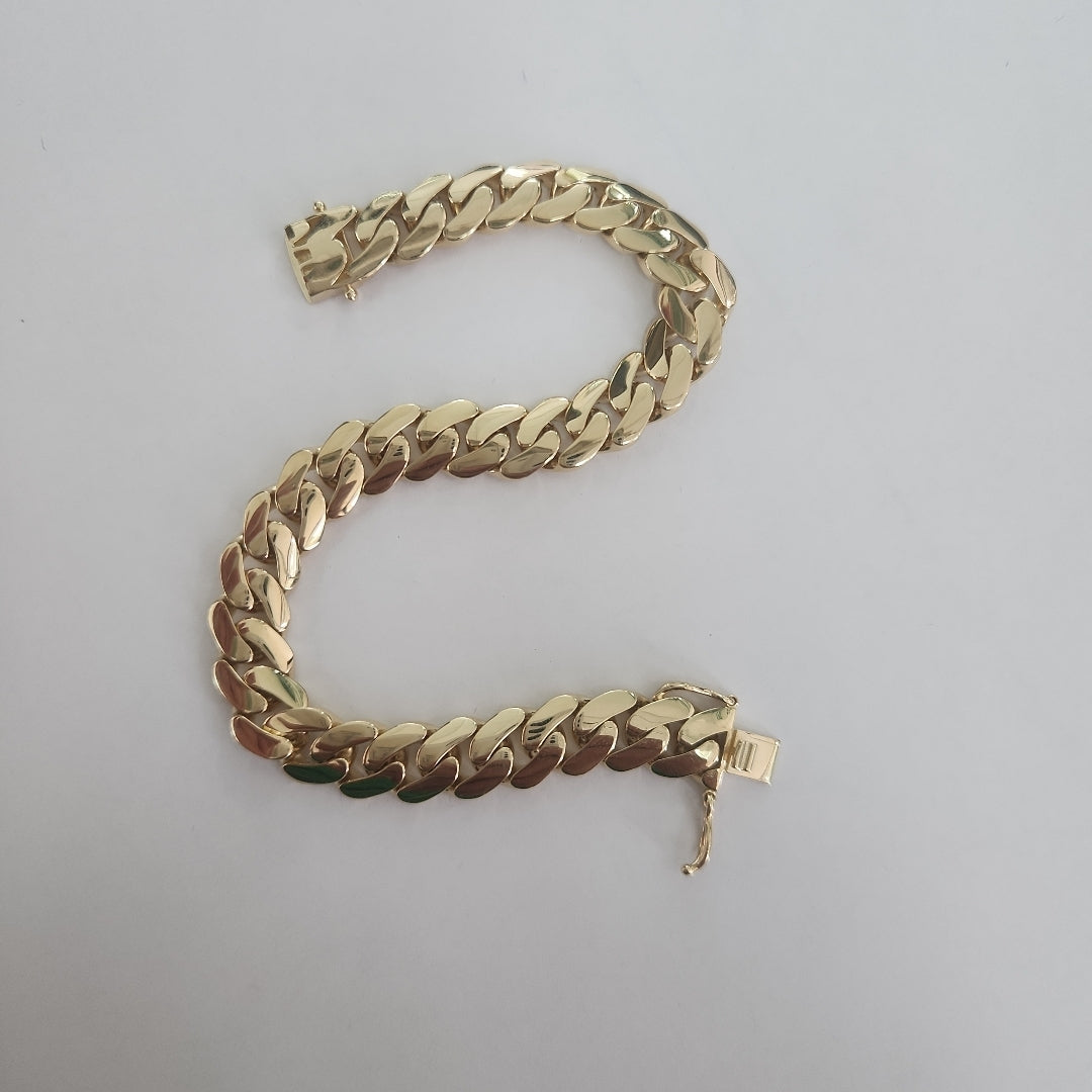 PULSERAS CABALLERO BARBADA AMARILLA ORO 14K 19.8 (NUEVO)