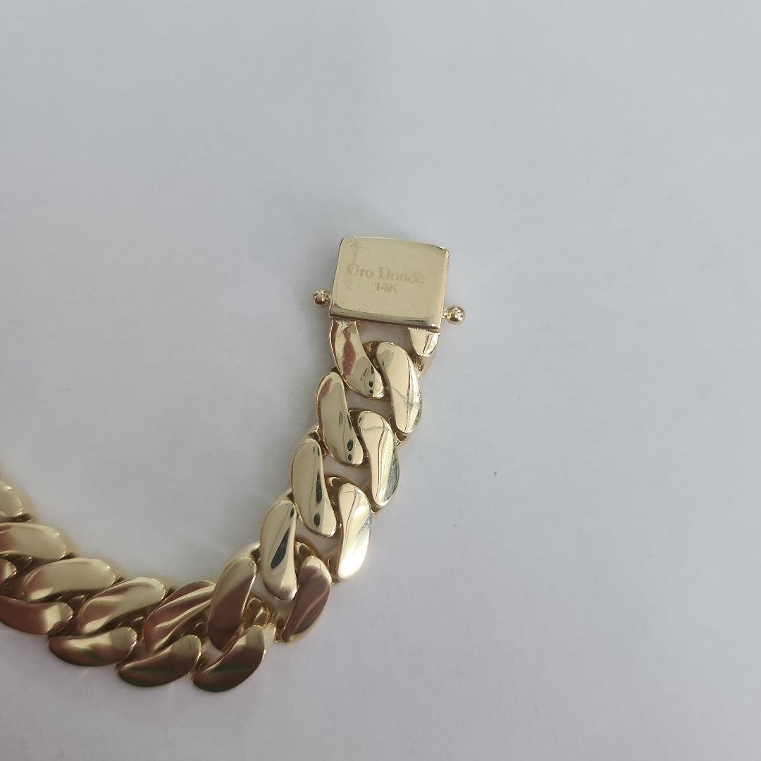 PULSERAS CABALLERO BARBADA AMARILLA ORO 14K 19.8 (NUEVO)