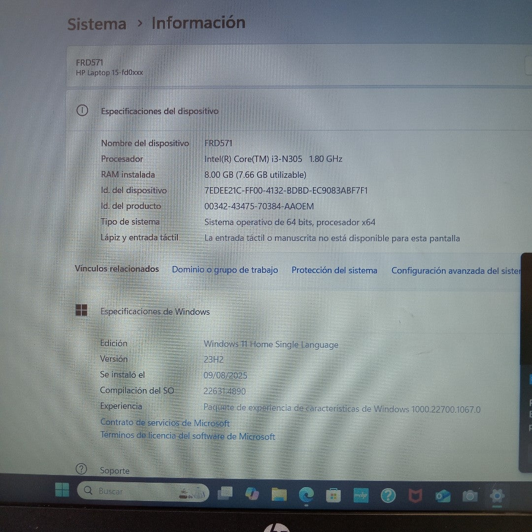 LAPTOP HP 15-FD0026LA (2024) 512 GB SSD 8 GB RAM (SEMINUEVO)