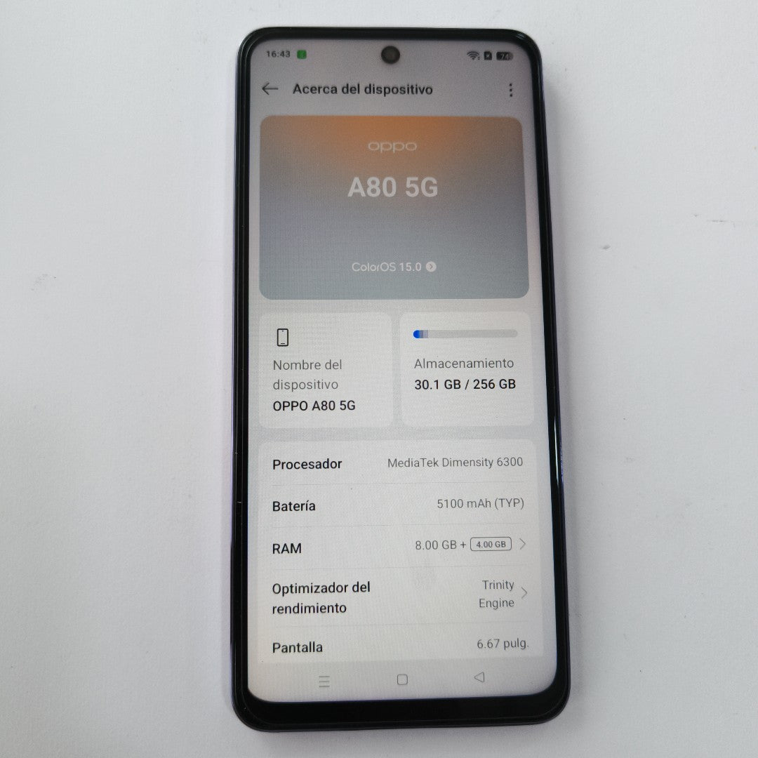 CELULAR OPPO  A80 5G CPH2639 (2024) 256 GB 8 GB RAM (SEMINUEVO)