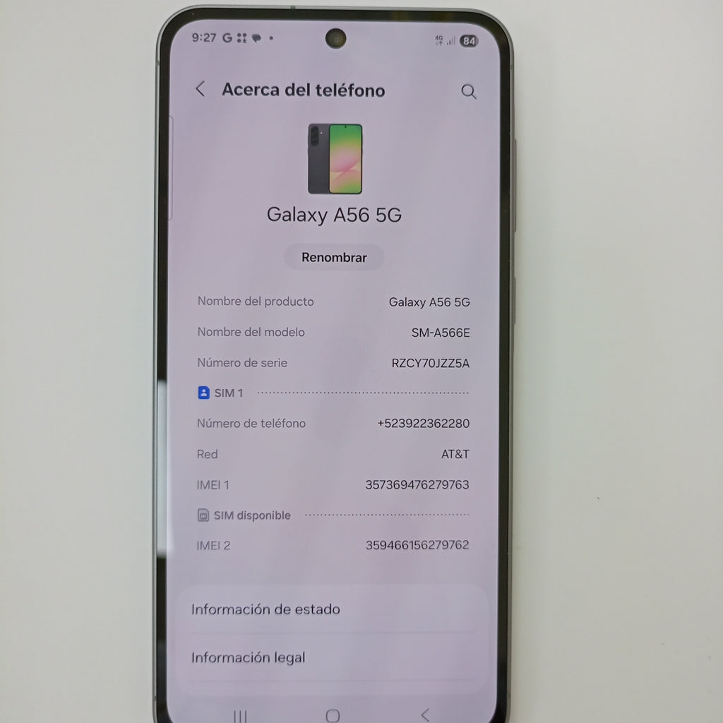 CELULAR SAMSUNG GALAXY A56 SM-A566E (2025) 256 GB 8 GB RAM (SEMINUEVO)