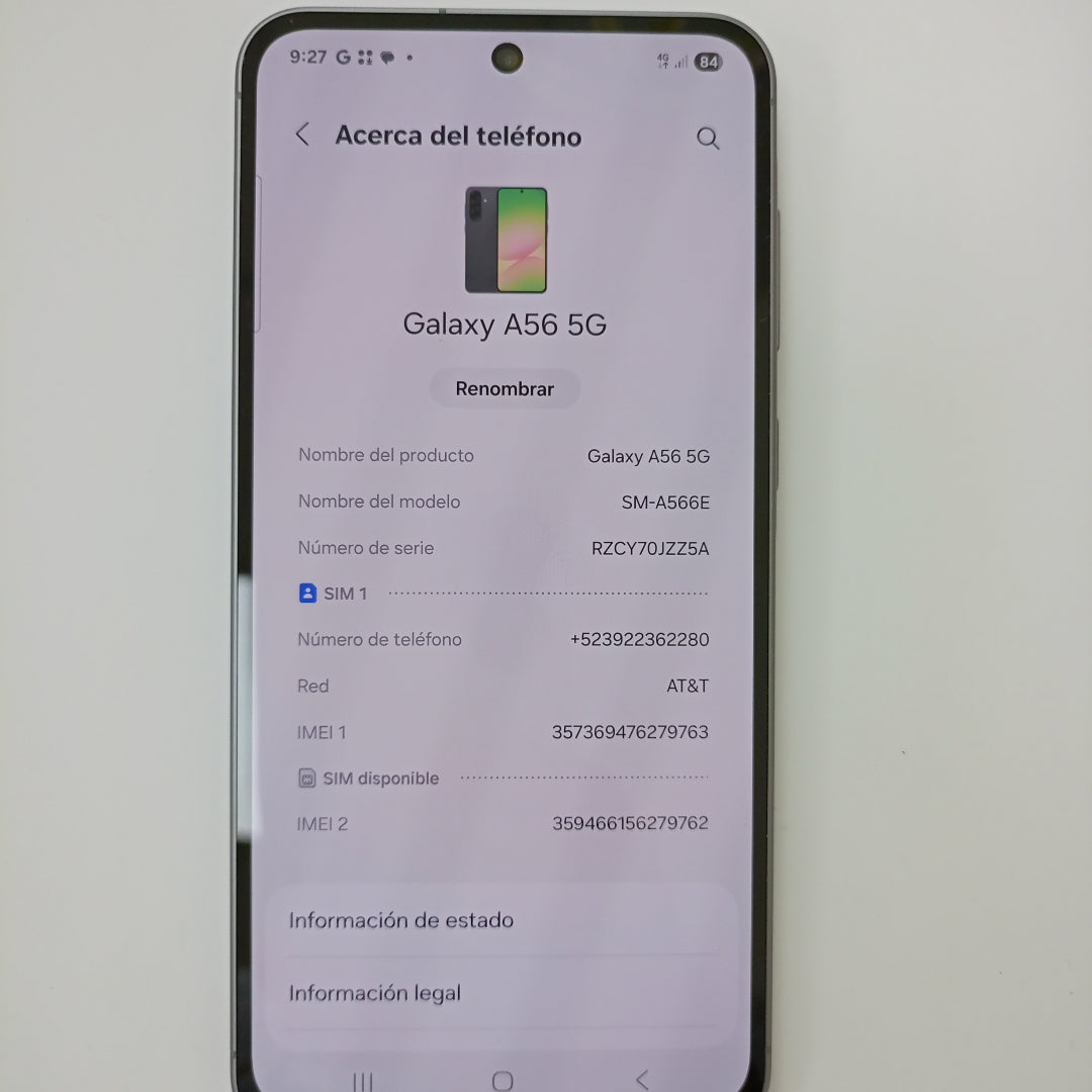 CELULAR SAMSUNG GALAXY A56 SM-A566E (2025) 256 GB 8 GB RAM (SEMINUEVO)