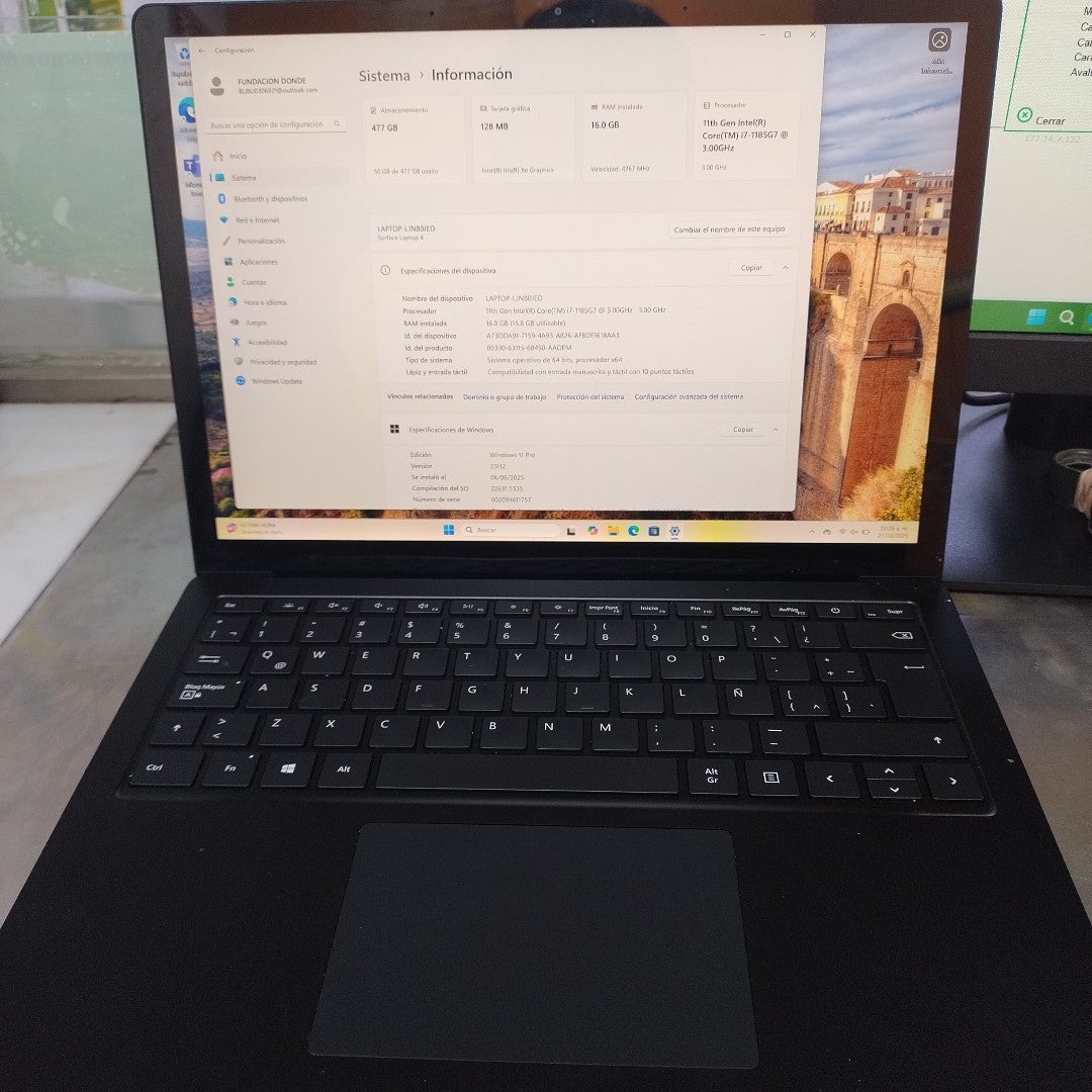 LAPTOP MICROSOFT SURFACE LAPTOP 5 1951 (2022) 512 GB SSD 8 GB RAM (SEMINUEVO)