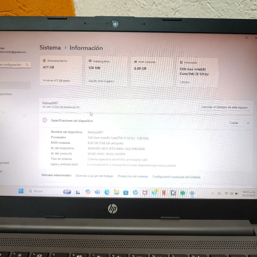 LAPTOP HP 240 G9 (2024) 512 GB SSD 8 GB RAM (SEMINUEVO)